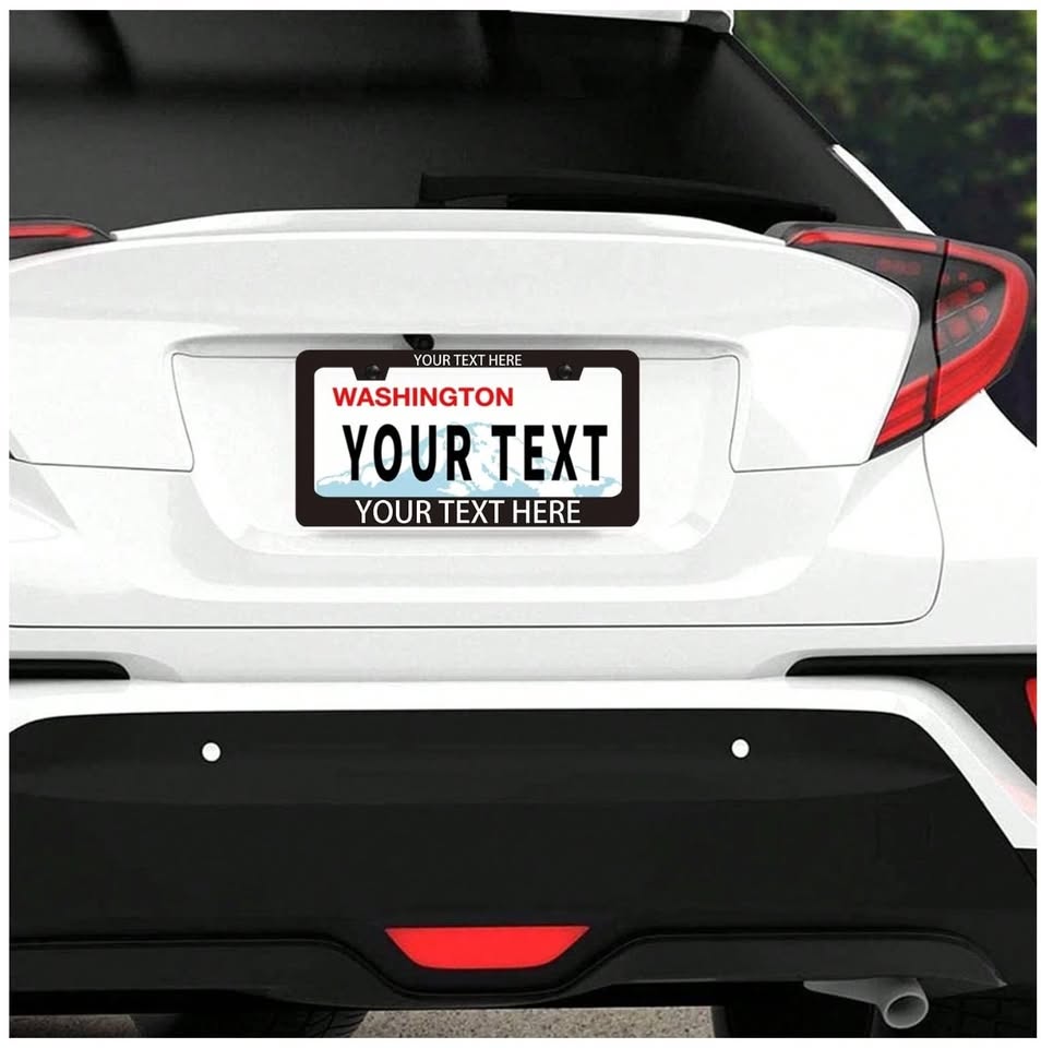 Customize License Plate Frame *Aluminum, Carbon Fiber Look* with Diie Cut Vinyl sticker