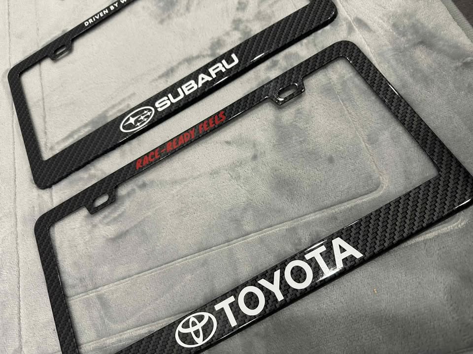Customize License Plate Frame *Aluminum, Carbon Fiber Look* with Diie Cut Vinyl sticker