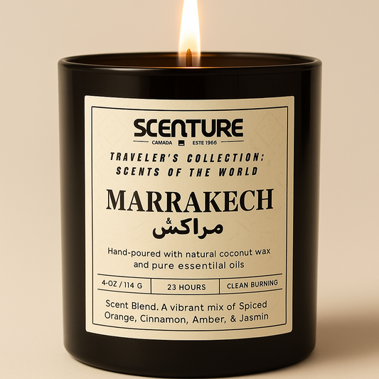 Scenture Candle Travelers' Collection: Marrakech Candle (Spiced Orange • Cinnamon • Amber • Jasmine )