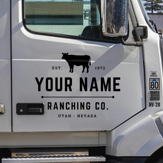 Make Your Business Stand Out With Custom Die-Cut Vinyl Decals-Personalized Your Text or Logo - Weatherproof Lettering for Farming, Ranching, Truck, Tractor, Equipment