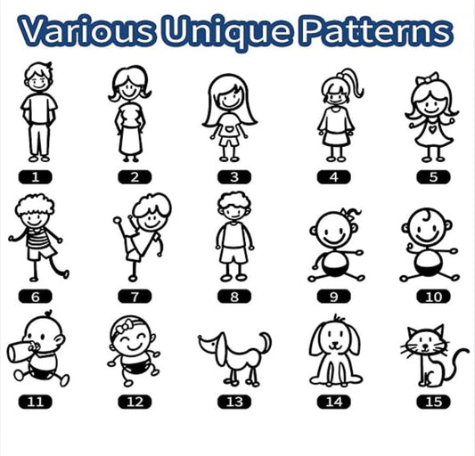 Perfect as a personalized family car decal, baby on board style display, or fun gift for new parents and pet owners.