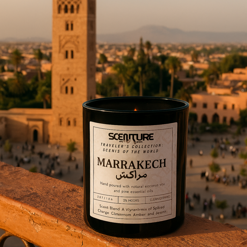 Scenture Candle Travelers' Collection: Marrakech Candle (Spiced Orange • Cinnamon • Amber • Jasmine )