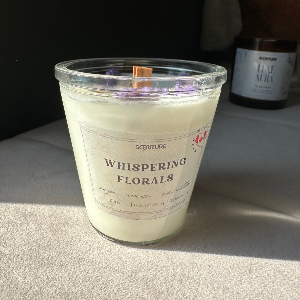 SCENTURE Candle Whispering Florals Scented Candle~ Jasmine• Rose• Sandalwood 125g